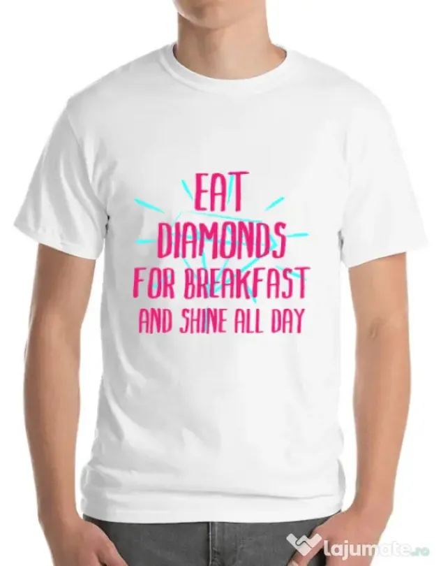 Tricou ADLER barbat Eat diamonds Alb