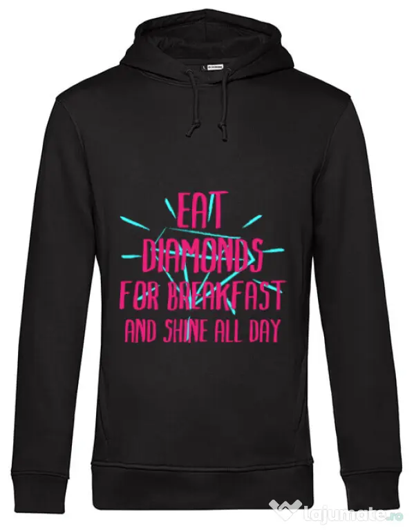 Hoodie barbat cu gluga Eat diamonds Negru