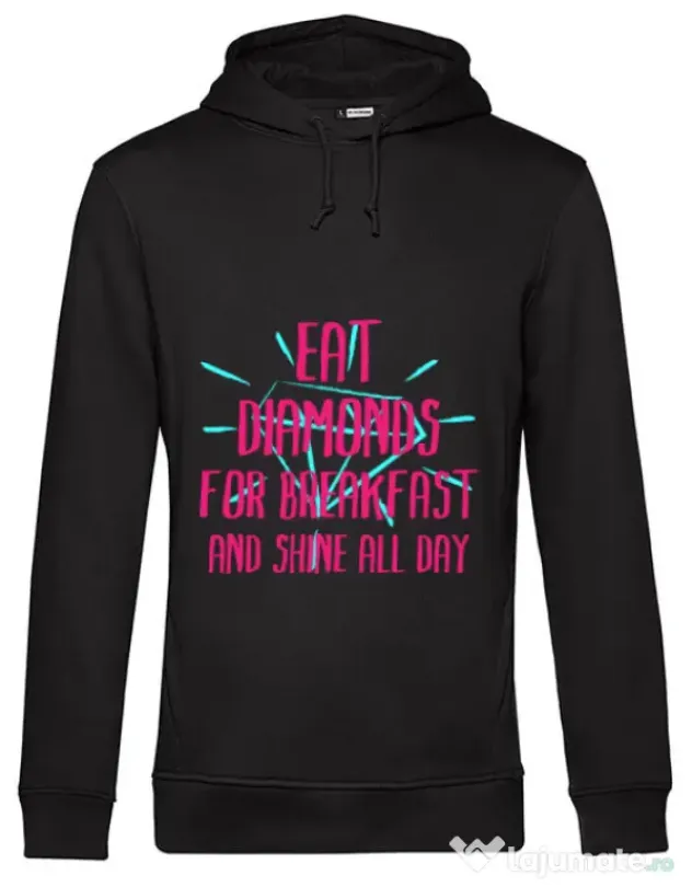 Hoodie barbat cu gluga Eat diamonds Negru