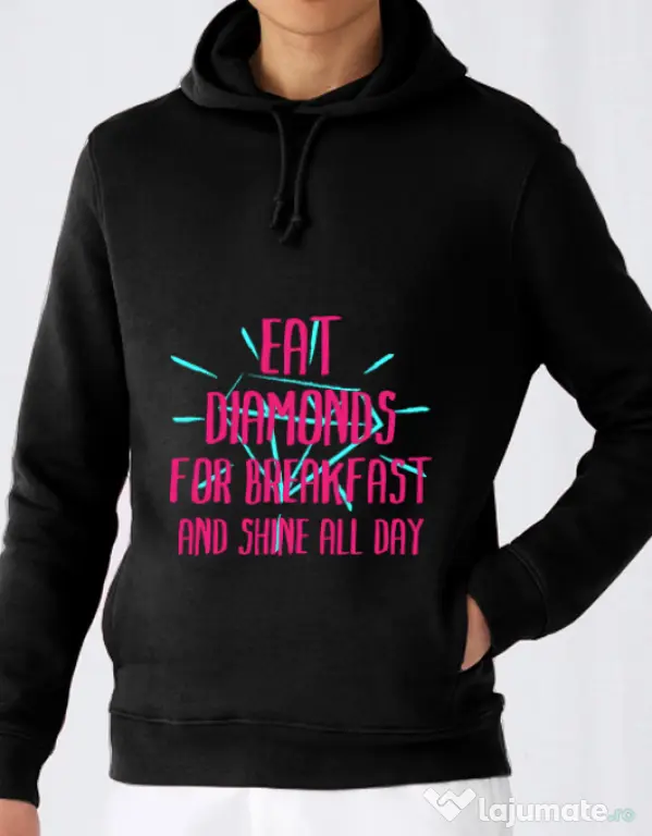 Hoodie barbat cu gluga Eat diamonds Negru