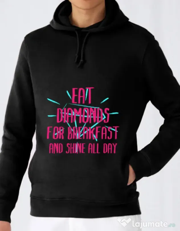 Hoodie barbat cu gluga Eat diamonds Negru