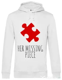 Hoodie barbat cu gluga Her missing piece Alb