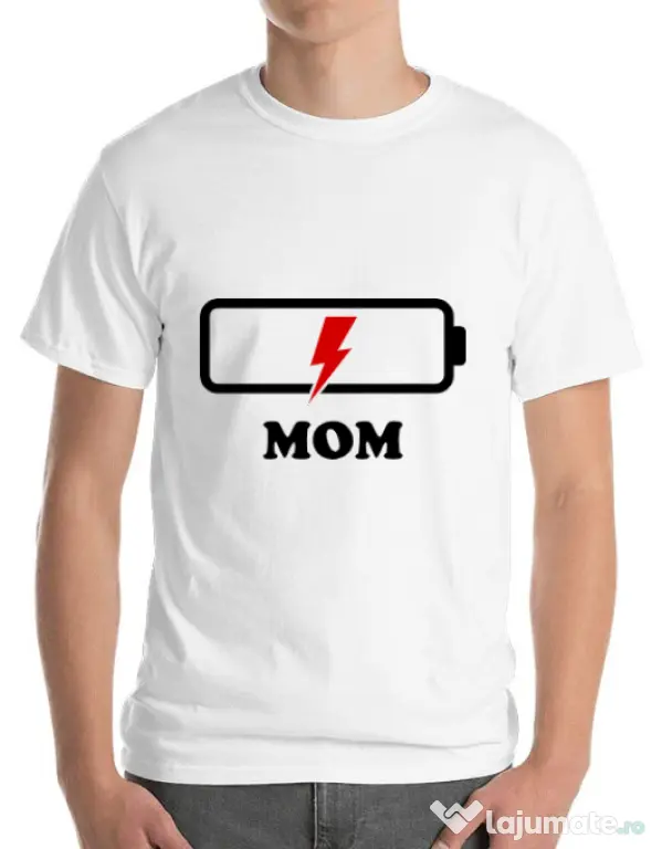 Tricou ADLER barbat Mom battery Alb