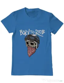 Tricou ADLER barbat Born to ride Albastru azuriu