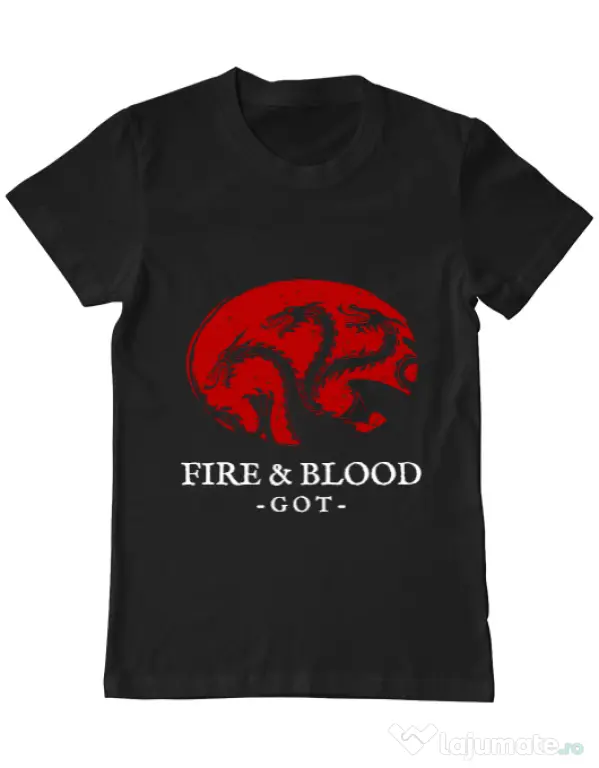 Tricou ADLER barbat Fire and Blood Targaryen Negru