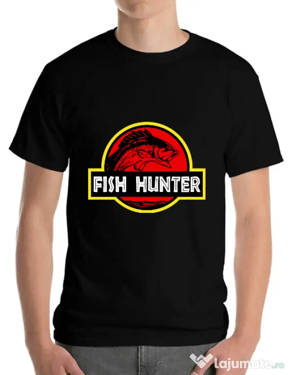 Tricou ADLER barbat Fish hunter Negru