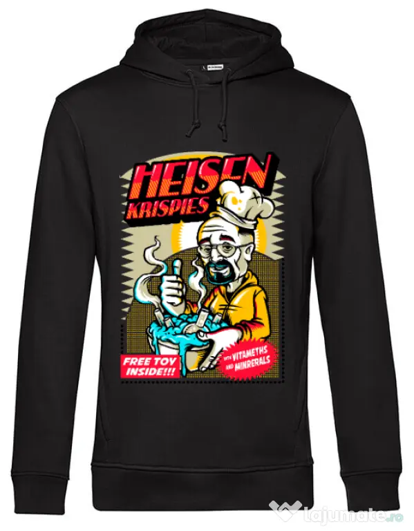 Hoodie barbat cu gluga Heisen krispies Negru