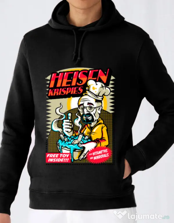 Hoodie barbat cu gluga Heisen krispies Negru