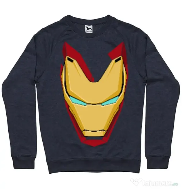 Bluza ADLER barbat Iron man mask Denim inchis