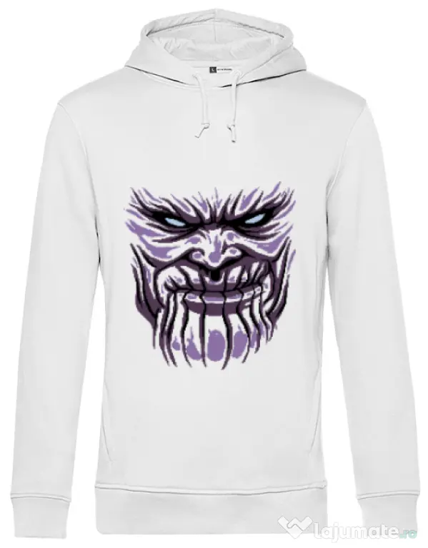 Hoodie barbat cu gluga Thanos mask Alb