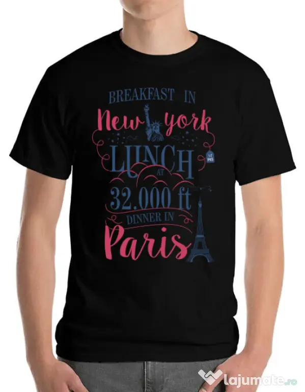 Tricou ADLER barbat Breakfast in New York Negru