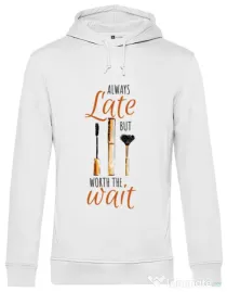 Hoodie barbat cu gluga Always late Alb