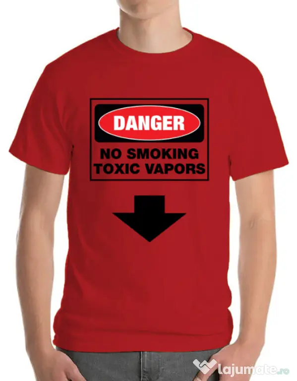 Tricou ADLER barbat Danger No Smoking Rosu