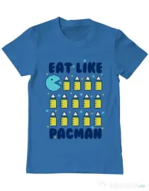 Tricou ADLER barbat Eat Like Pacman Albastru azuriu