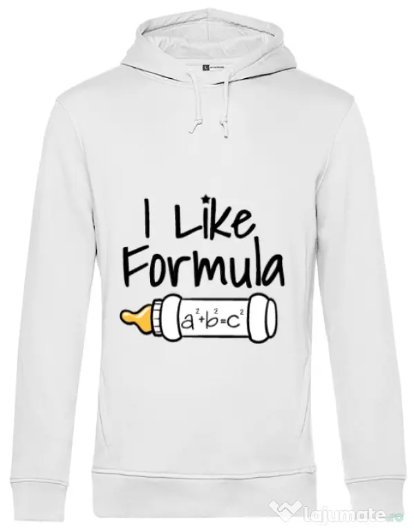 Hoodie barbat cu gluga I like formula Alb