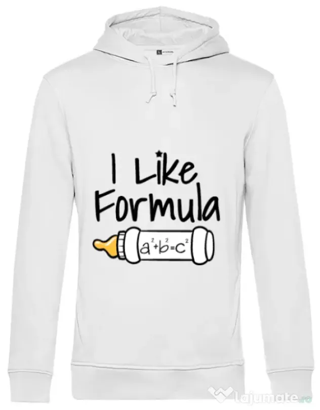 Hoodie barbat cu gluga I like formula Alb