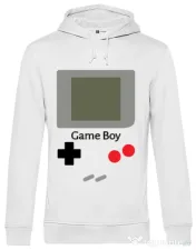 Hoodie barbat cu gluga Game boy Alb
