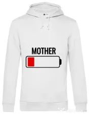 Hoodie barbat cu gluga Mother battery Alb