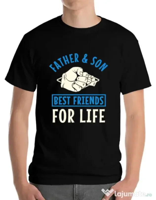 Tricou ADLER barbat Father and son Negru