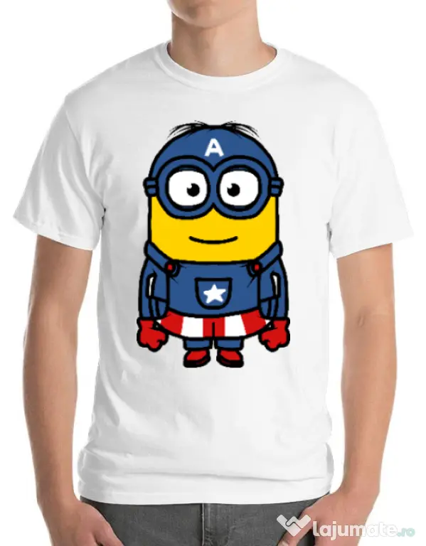 Tricou ADLER barbat Captain minion Alb