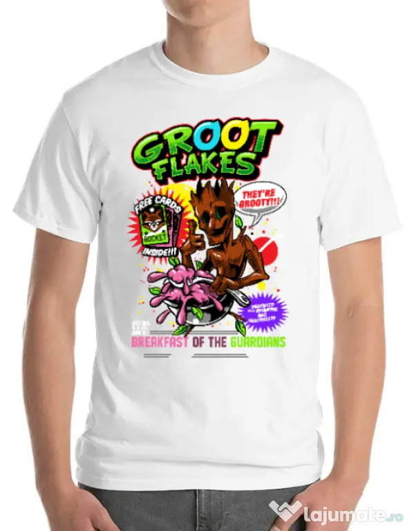 Tricou ADLER barbat Groot flakes Alb