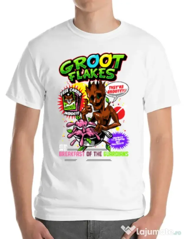 Tricou ADLER barbat Groot flakes Alb