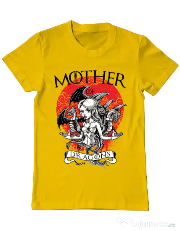 Tricou ADLER barbat Mother of dragons Galben