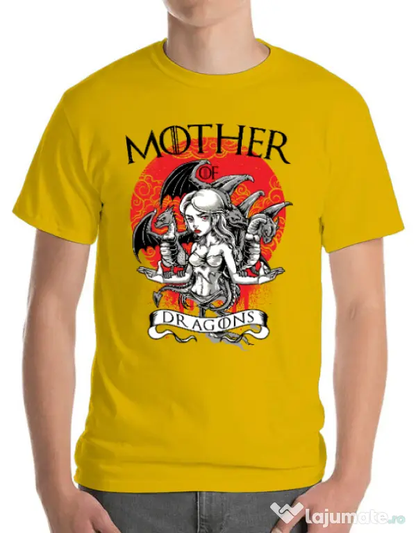 Tricou ADLER barbat Mother of dragons Galben