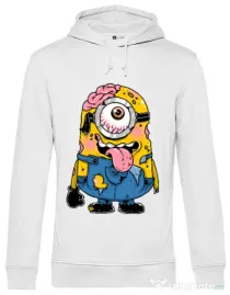 Hoodie barbat cu gluga Zombie minion Alb