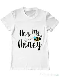 Tricou ADLER barbat He is my honey Alb
