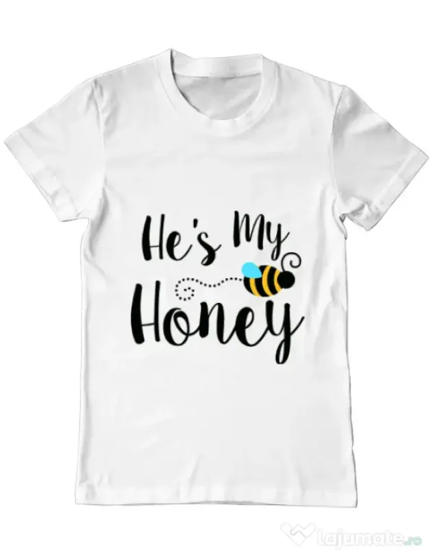 Tricou ADLER barbat He is my honey Alb