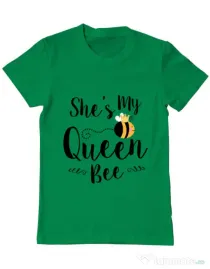 Tricou ADLER barbat She is my queen bee Verde mediu
