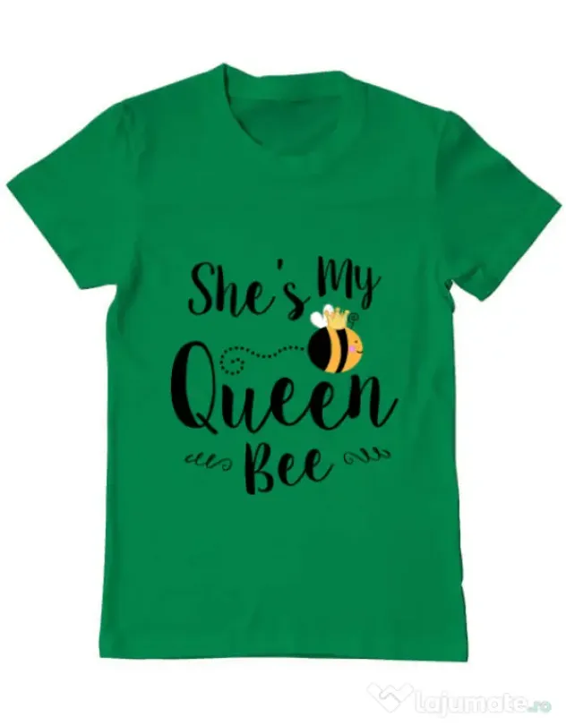 Tricou ADLER barbat She is my queen bee Verde mediu