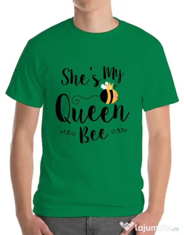 Tricou ADLER barbat She is my queen bee Verde mediu