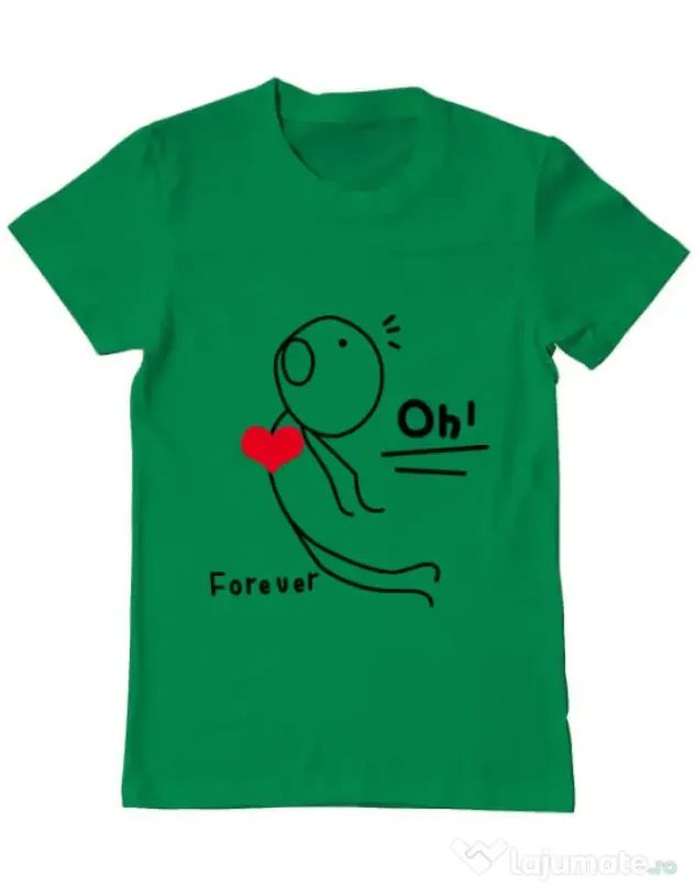 Tricou ADLER barbat Our love story 2 Verde mediu