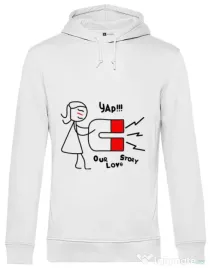 Hoodie barbat cu gluga Our love story 1 Alb