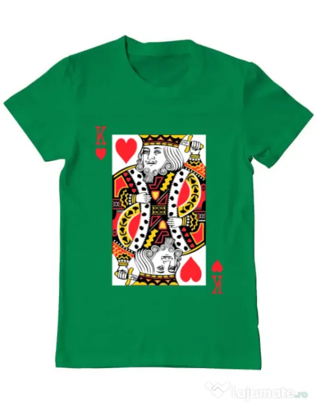 Tricou ADLER barbat King of hearts Verde mediu