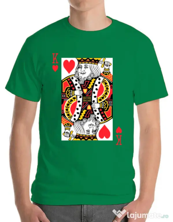 Tricou ADLER barbat King of hearts Verde mediu