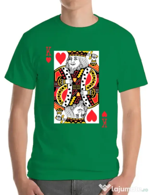 Tricou ADLER barbat King of hearts Verde mediu
