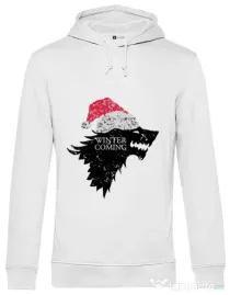 Hoodie barbat cu gluga Christmas is coming Alb