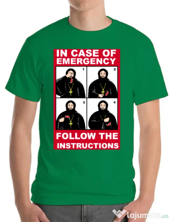 Tricou ADLER barbat In case of emergency Verde mediu