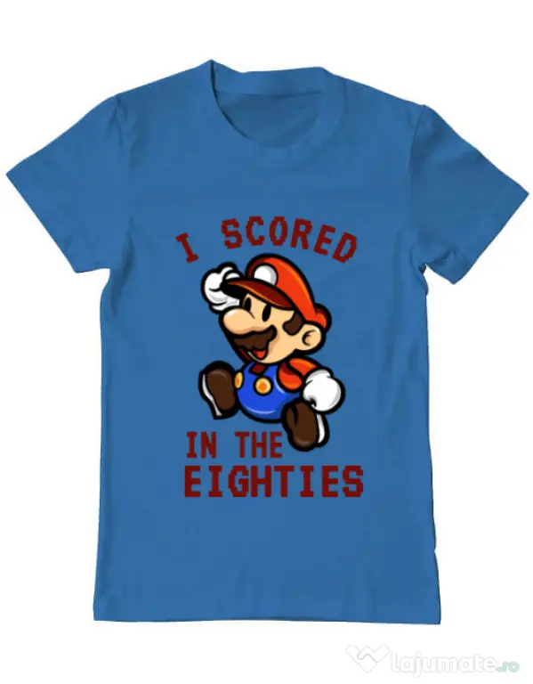 Tricou ADLER barbat I scored in the eighties Albastru azuriu