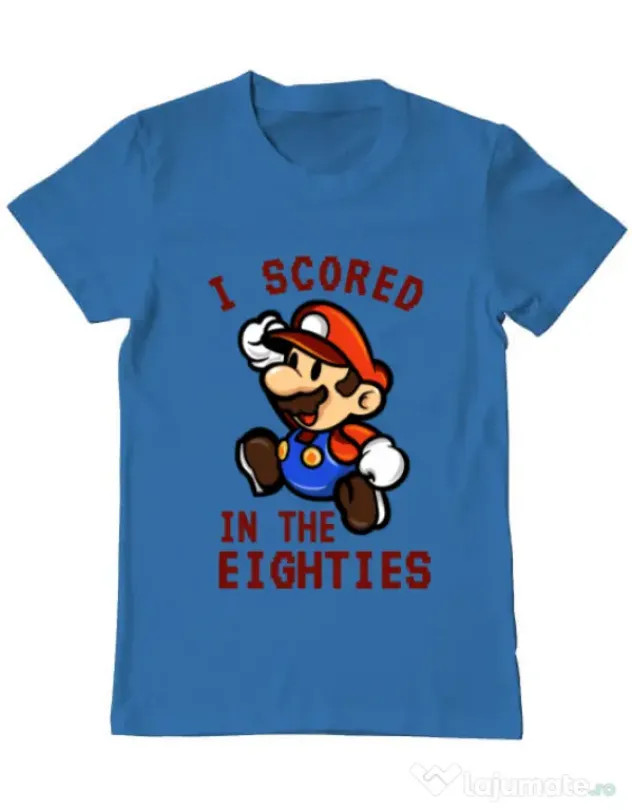 Tricou ADLER barbat I scored in the eighties Albastru azuriu
