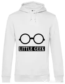Hoodie barbat cu gluga Little geek Alb