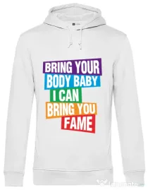 Hoodie barbat cu gluga Bring your body Alb