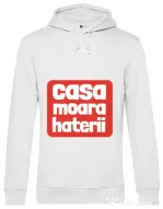 Hoodie barbat cu gluga Casa moara haterii Alb