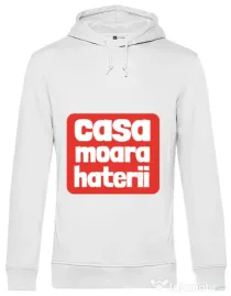 Hoodie barbat cu gluga Casa moara haterii Alb
