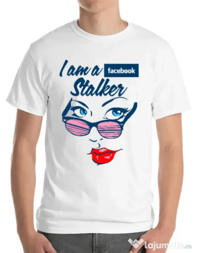 Tricou ADLER barbat Facebook stalker Alb