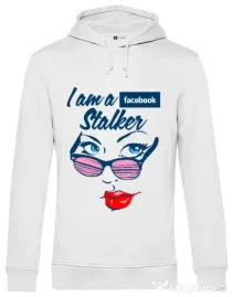 Hoodie barbat cu gluga Facebook stalker Alb