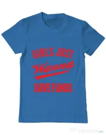 Tricou ADLER barbat Girls wanna have funds Albastru azuriu
